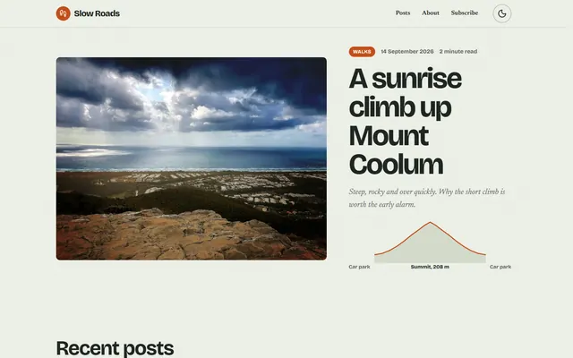 The Slow Roads example website