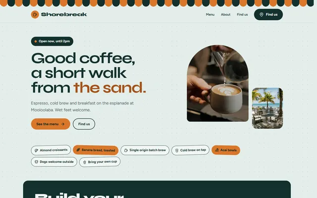 The Shorebreak Coffee example website