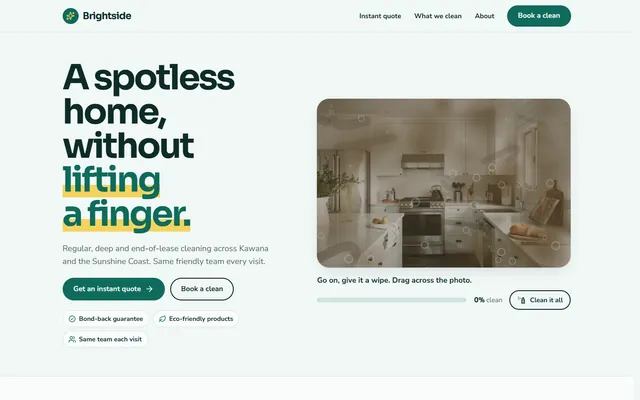 The Brightside Cleaning Co. example website
