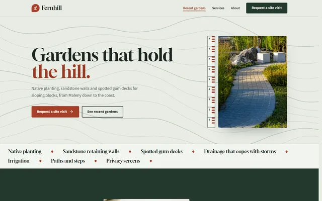 The Fernhill Landscapes example website