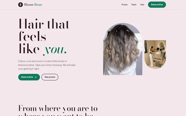 The Bloom Room Hair Studio example website